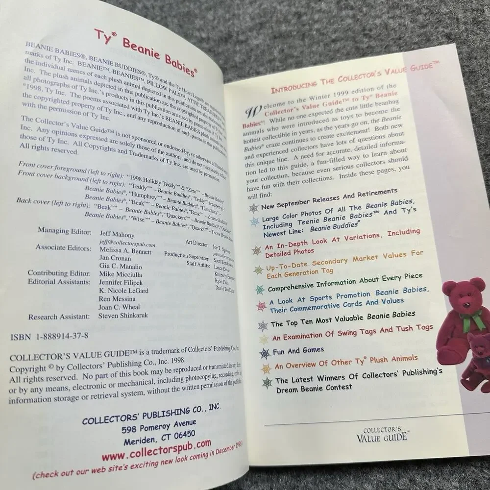 1999 Winter, Ty Beanie Babies Collector's Handbook & Value/Price Guide - Nice